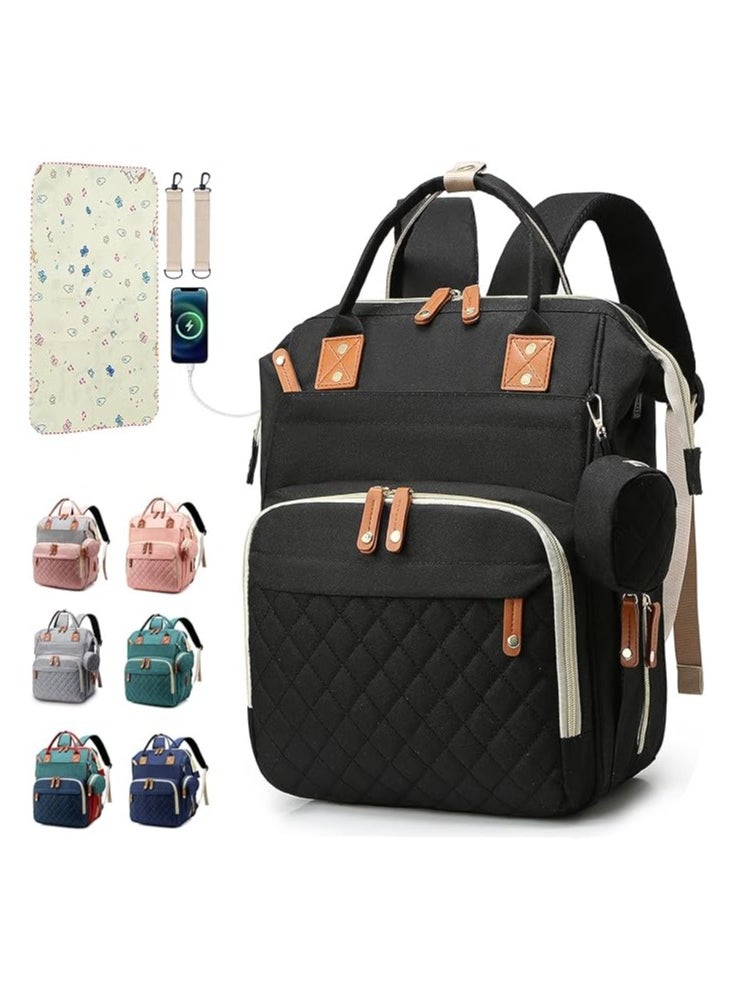 Diaper Bag Backpack Baby Bag, Baby Girl Boy Diaper Bag for Dad Mom, 16 Pockets, Pacifier Case, Large Diaper Bag Unisex for Travel (Black)