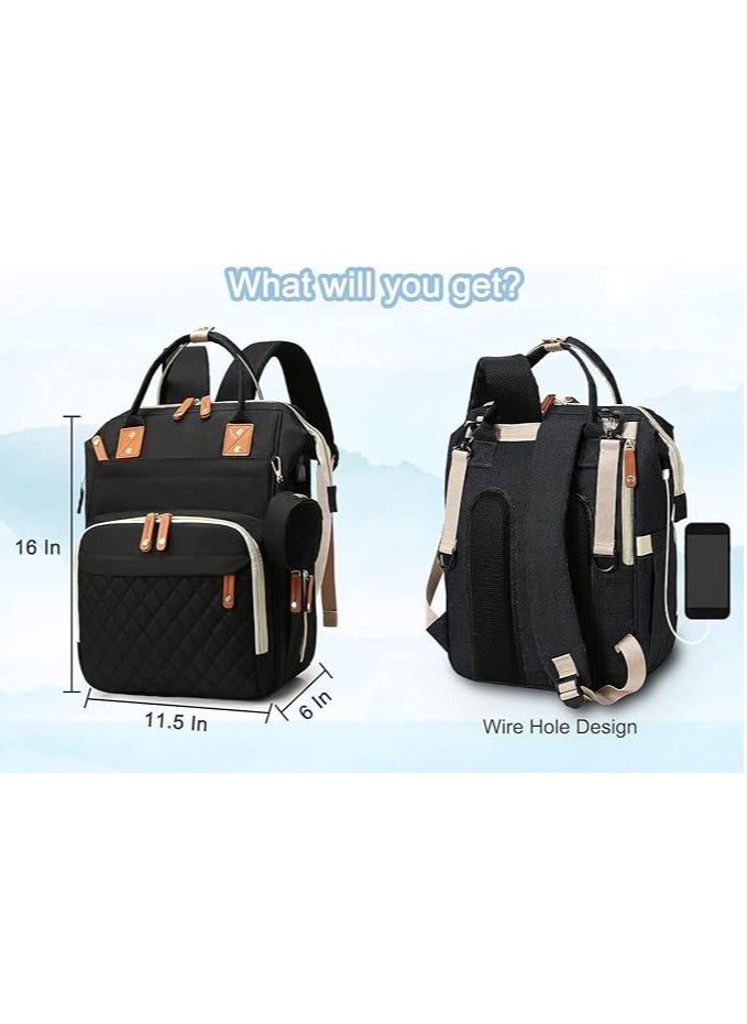Diaper Bag Backpack Baby Bag, Baby Girl Boy Diaper Bag for Dad Mom, 16 Pockets, Pacifier Case, Large Diaper Bag Unisex for Travel (Black)