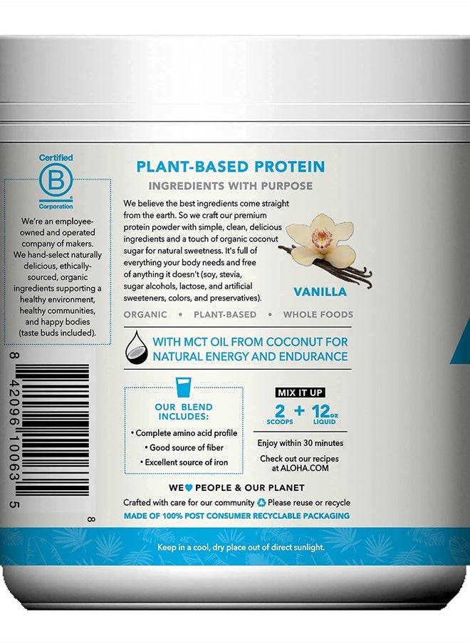 Organic Plant Based Protein Powder, Stevia Free, Vanilla, 19.6 oz, 15 Servings PACKAGING MAY VARY