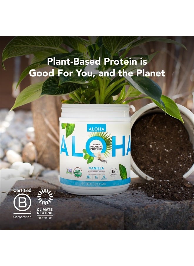 Organic Plant Based Protein Powder, Stevia Free, Vanilla, 19.6 oz, 15 Servings PACKAGING MAY VARY