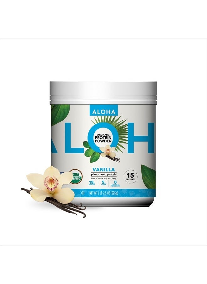 Organic Plant Based Protein Powder, Stevia Free, Vanilla, 19.6 oz, 15 Servings PACKAGING MAY VARY