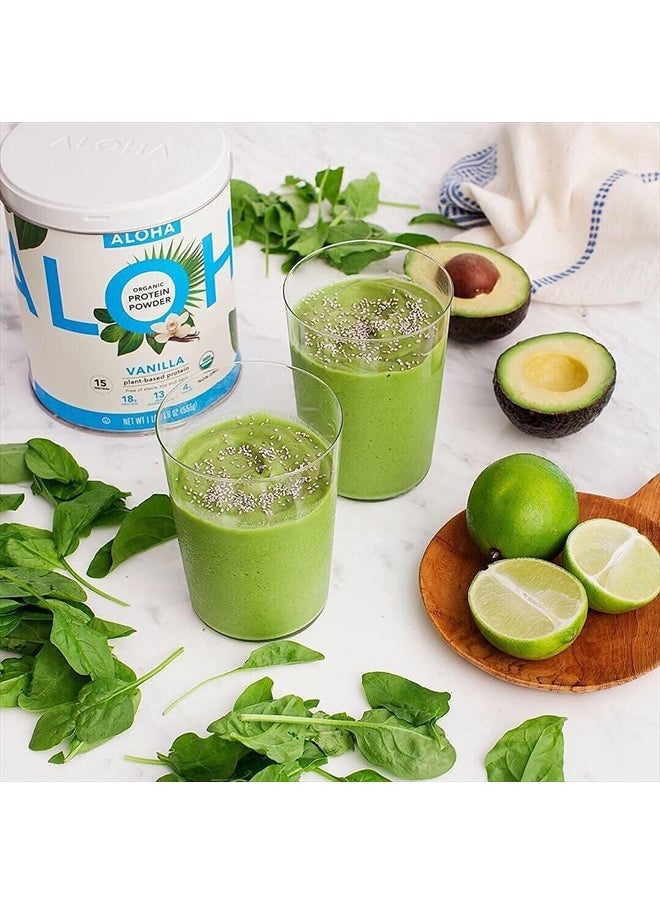 Organic Plant Based Protein Powder, Stevia Free, Vanilla, 19.6 oz, 15 Servings PACKAGING MAY VARY