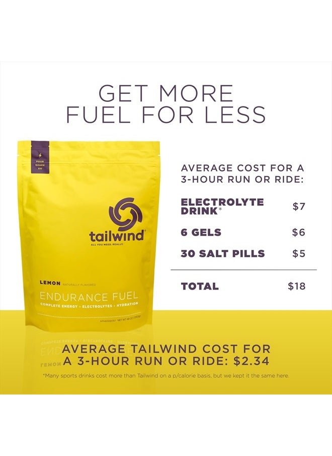 Endurance Fuel, Sports Drink Powder Mix with Electrolytes, Non-GMO, Free of Soy, Dairy, and Gluten, Vegan Friendly, Lemon, 50 Servings