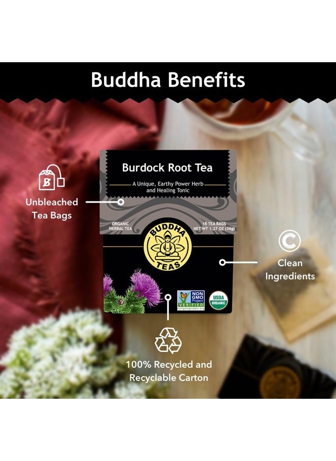 Burdock Root - Organic Herbal Tea - For Health & Wellbeing - With Antioxidants, Minerals & Vitamin C - Caffeine Free - 100% Kosher & Non-GMO - 18 Tea Bags (Pack of 1)