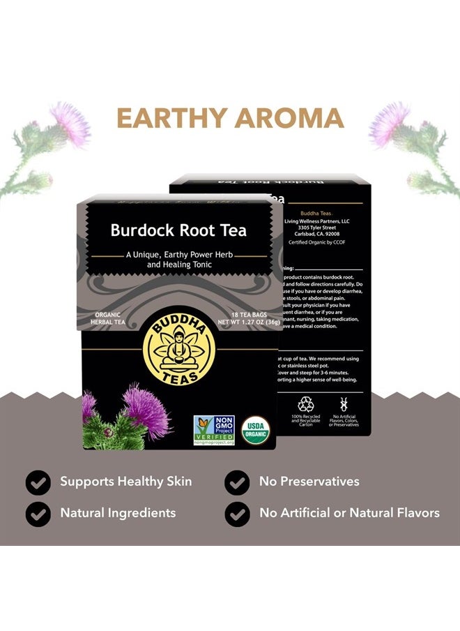 Burdock Root - Organic Herbal Tea - For Health & Wellbeing - With Antioxidants, Minerals & Vitamin C - Caffeine Free - 100% Kosher & Non-GMO - 18 Tea Bags (Pack of 1)