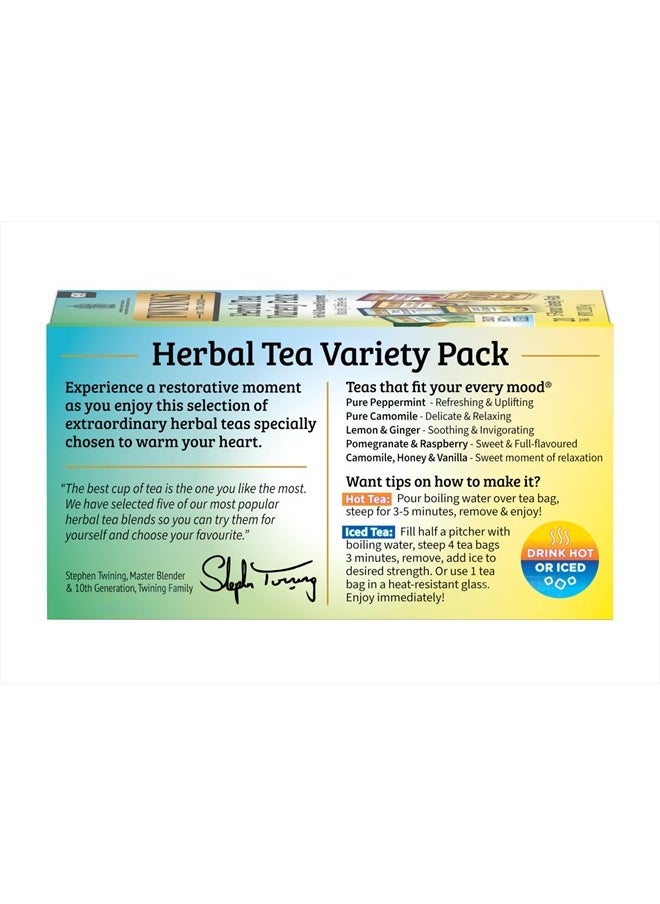 Herbal Tea Variety Pack, 20 Count (Pack of 6), Formerly Assorted Herbal, Includes 5 Flavours, Naturally Caffeine-Free, Enjoy Hot or Iced | Packaging May Vary