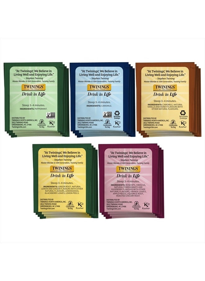 Herbal Tea Variety Pack, 20 Count (Pack of 6), Formerly Assorted Herbal, Includes 5 Flavours, Naturally Caffeine-Free, Enjoy Hot or Iced | Packaging May Vary