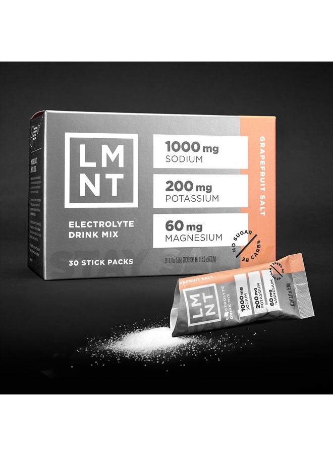 LMNT Zero Sugar Electrolytes - Grapefruit Salt | Drink Mix | 30 Count