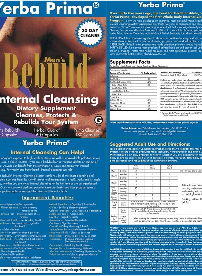 Men's Rebuild Cleansing Program Box - Thirty Day Internal Cleanse for The Whole Body - Made Gentle with Ultra-Absorbent Bentonite Clay & Psyllium for Regularity Support