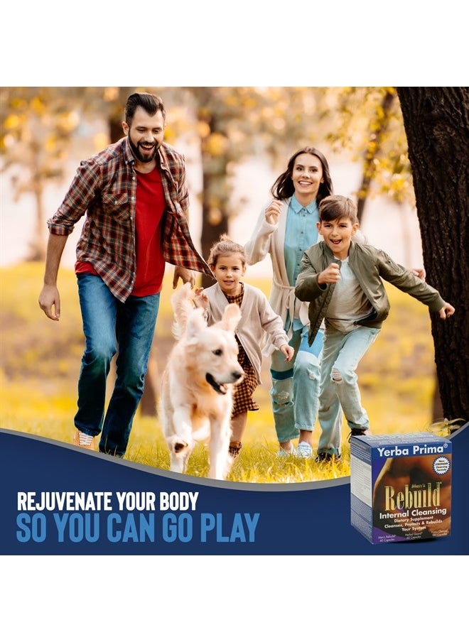 Men's Rebuild Cleansing Program Box - Thirty Day Internal Cleanse for The Whole Body - Made Gentle with Ultra-Absorbent Bentonite Clay & Psyllium for Regularity Support
