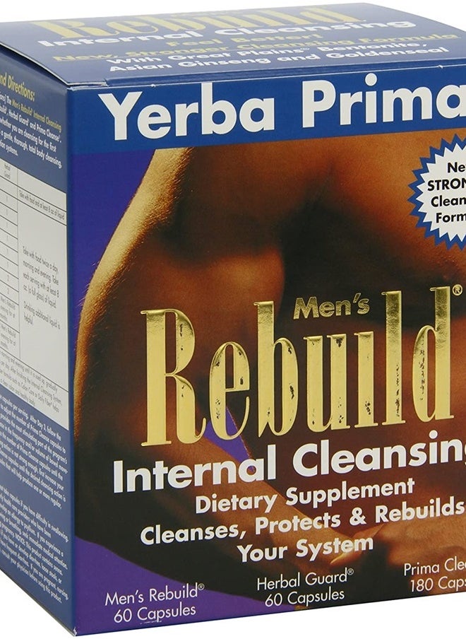 Men's Rebuild Cleansing Program Box - Thirty Day Internal Cleanse for The Whole Body - Made Gentle with Ultra-Absorbent Bentonite Clay & Psyllium for Regularity Support