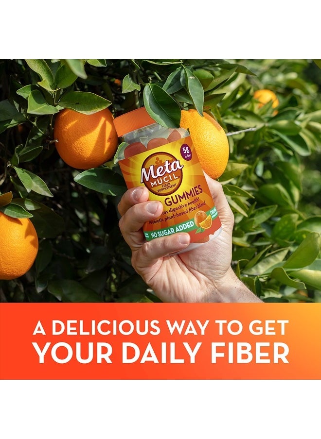 Daily Fiber Gummies, Orange Flavored, No Sugar Added, 5g Prebiotic Plant Based Fiber Blend, 72 Count