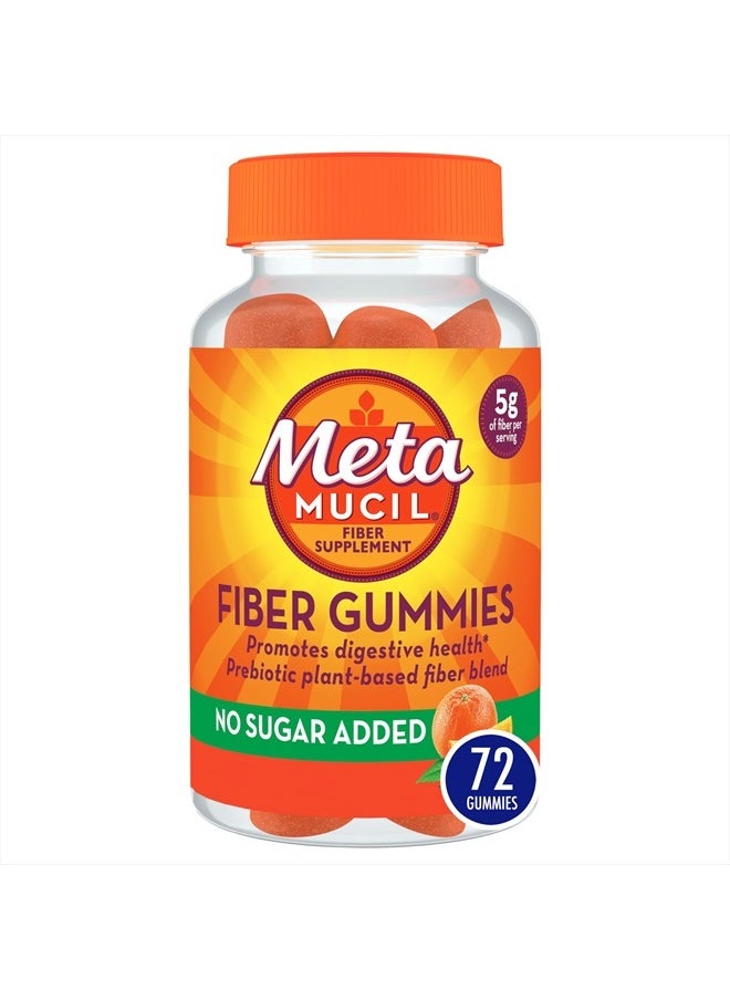 Daily Fiber Gummies, Orange Flavored, No Sugar Added, 5g Prebiotic Plant Based Fiber Blend, 72 Count
