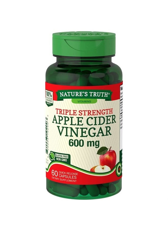 Triple Strength Apple Cider Vinegar Quick Release Capsules,1200 mg,60 capsules