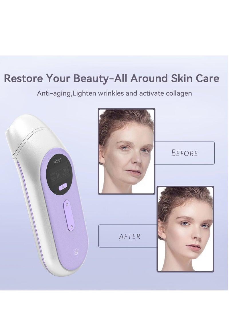 MLAY T14 Sky Blue 500000 Flashes Home Ice Hair Removal Device Portable Multifunctional Permanent Painless Safe and Fast Hair Removal Epilator With Gift Of DEESS GP520 Radio Frequency Beauty Device