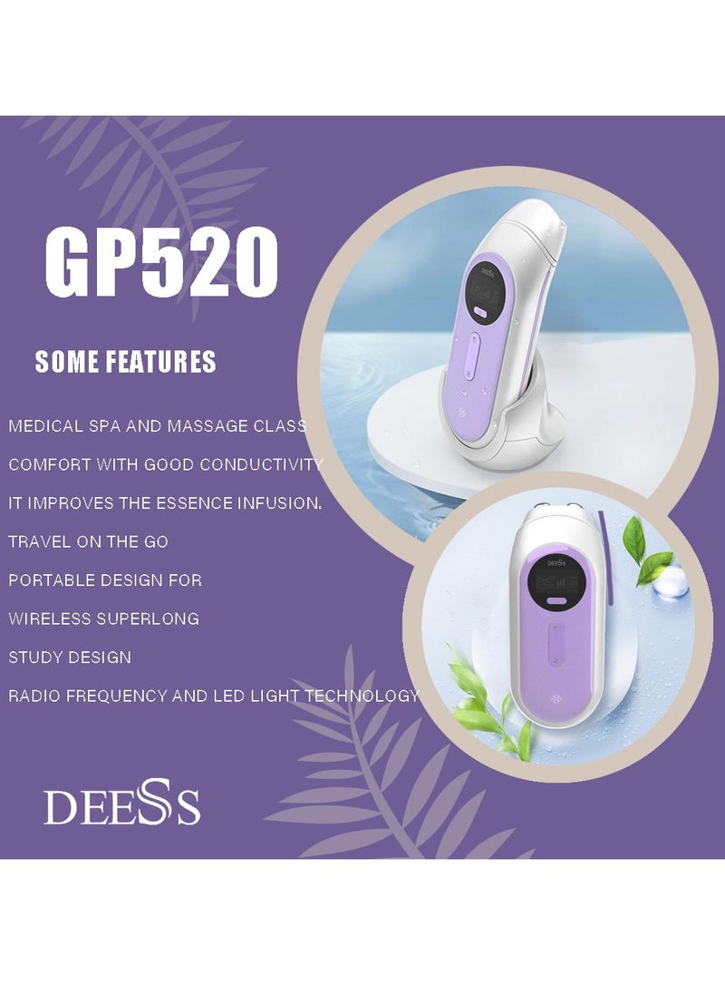 MLAY T14 Sky Blue Portable Multi Functional Permanent Painless Safe Fast Epilator 500000 Flashes Home Ice Epilator with DEESS GP520 Radiofrequency Beauty Instrument