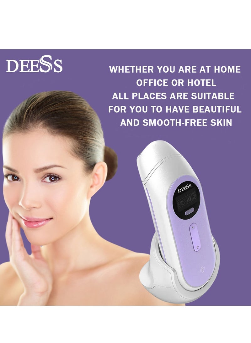 MLAY T14 Sky Blue Portable Multi Functional Permanent Painless Safe Fast Epilator 500000 Flashes Home Ice Epilator with DEESS GP520 Radiofrequency Beauty Instrument
