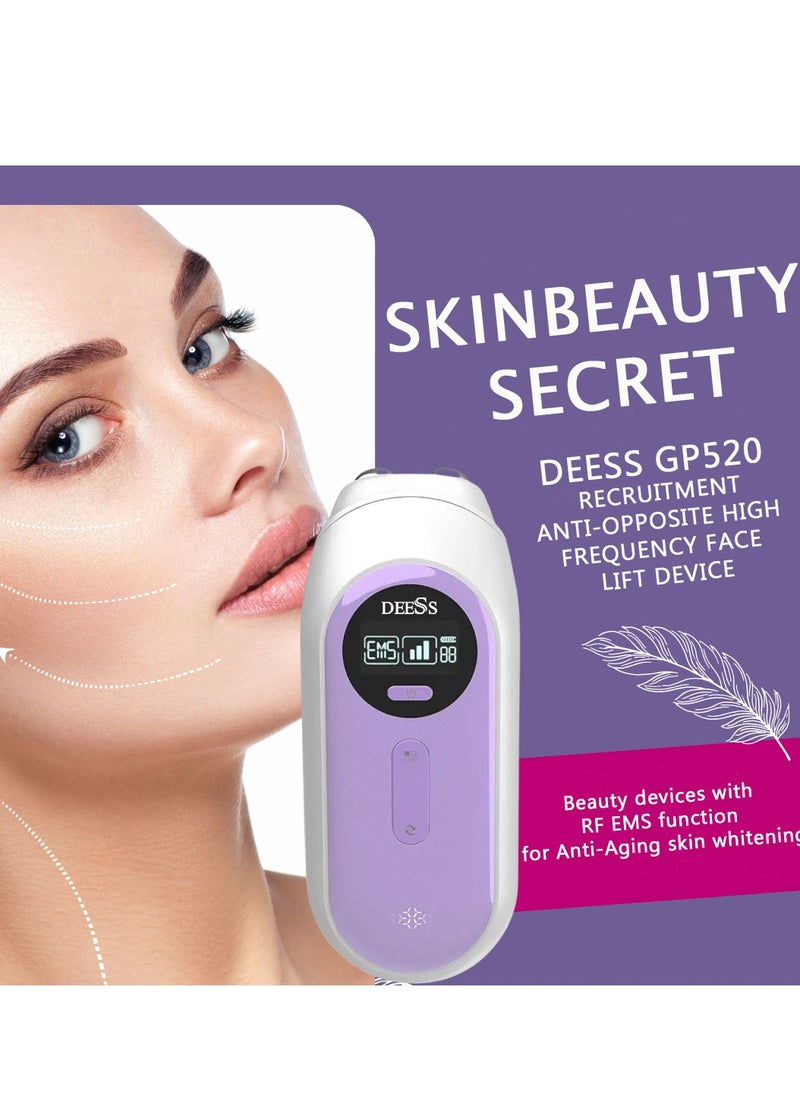 MLAY T14 Sky Blue Portable Multi Functional Permanent Painless Safe Fast Epilator 500000 Flashes Home Ice Epilator with DEESS GP520 Radiofrequency Beauty Instrument