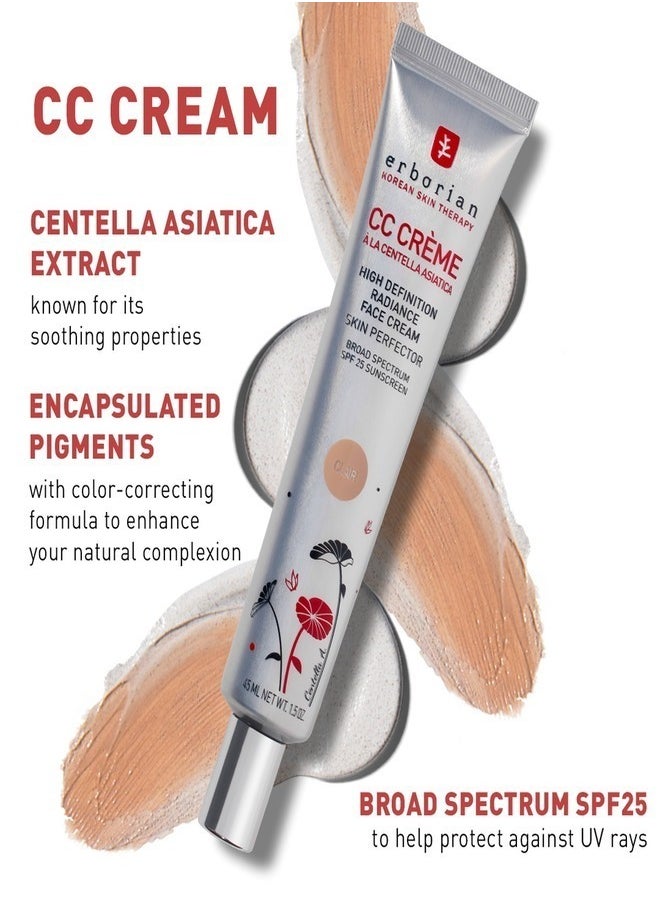 Erborian Color Correcting CC Cream with Centella Asiatica SPF 25, Clair - Lightweight Coverage & Sun Protection (45ml)