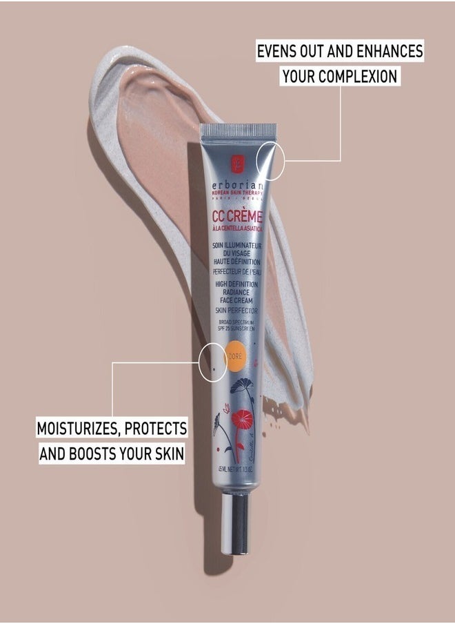 Erborian Color Correcting CC Cream with Centella Asiatica SPF 25, Clair - Lightweight Coverage & Sun Protection (45ml)