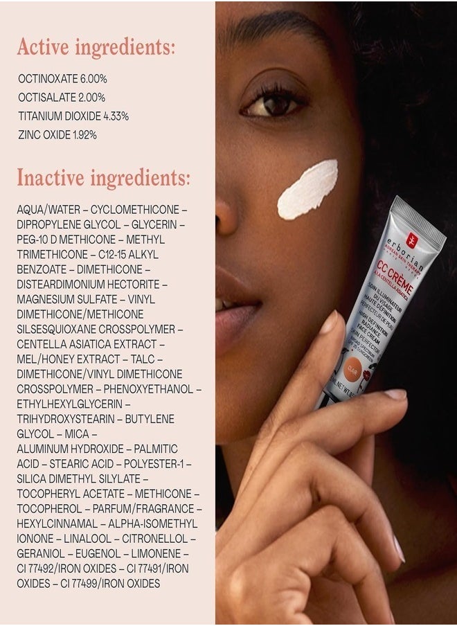 Erborian Color Correcting CC Cream with Centella Asiatica SPF 25, Clair - Lightweight Coverage & Sun Protection (45ml)