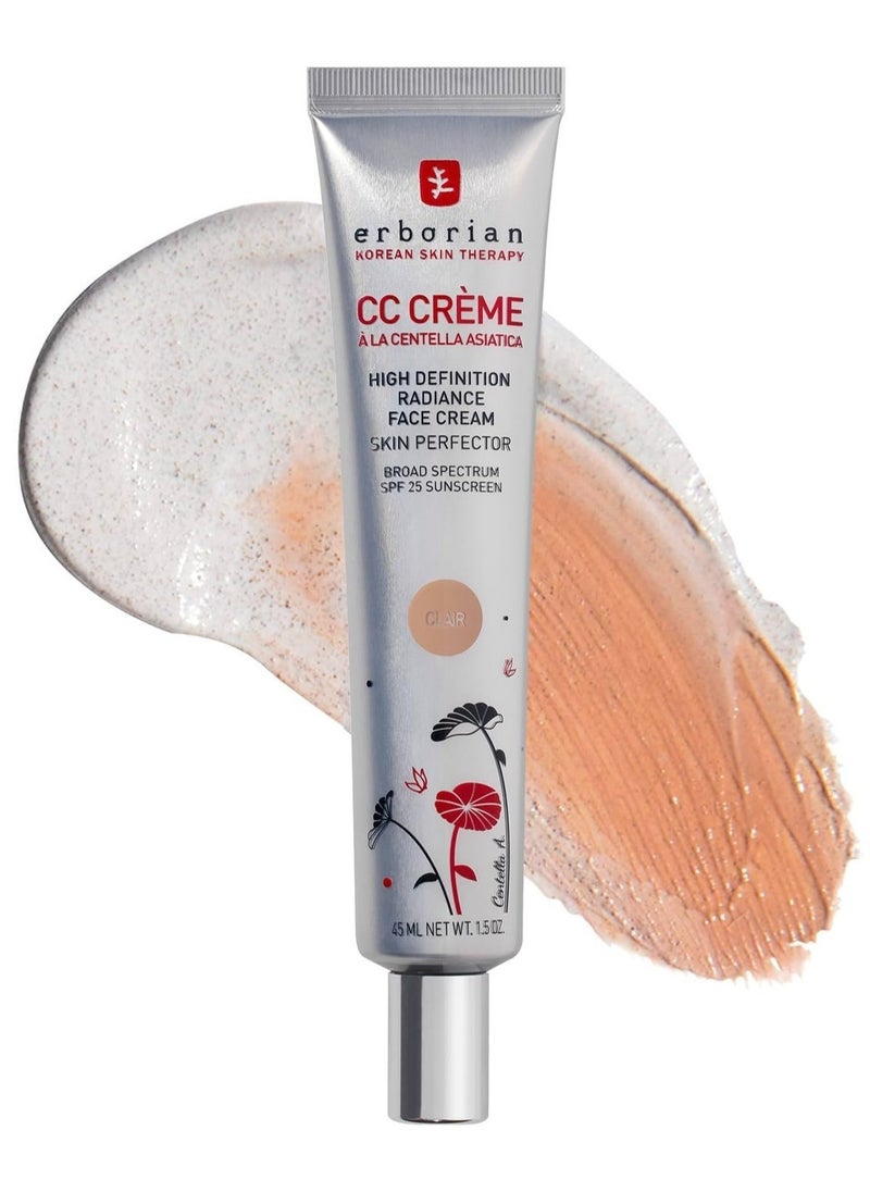 Erborian Color Correcting CC Cream with Centella Asiatica SPF 25, Clair - Lightweight Coverage & Sun Protection (45ml)