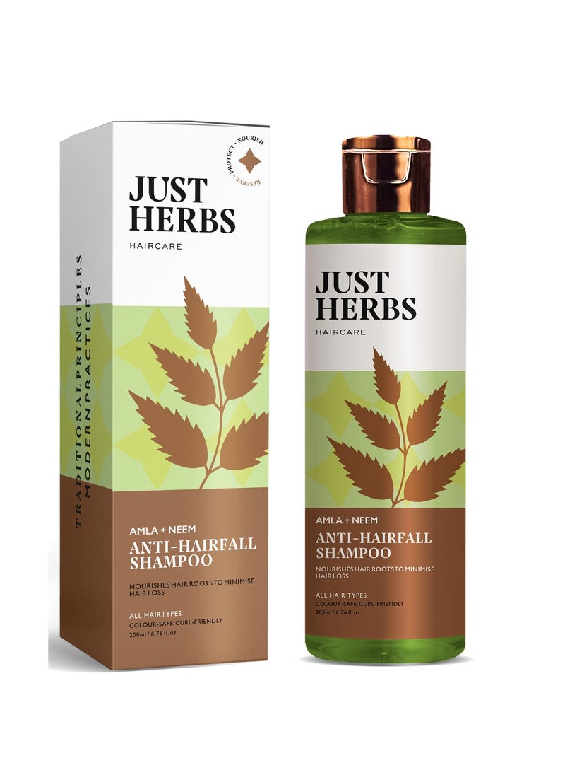 Just Herbs 8 in 1 Root Nourishing Amla Neem Hair Fall Control Shampoo For Men & Women - Suitable For Oily Hair Scalp, Sulphate & Paraben Free 200 ml