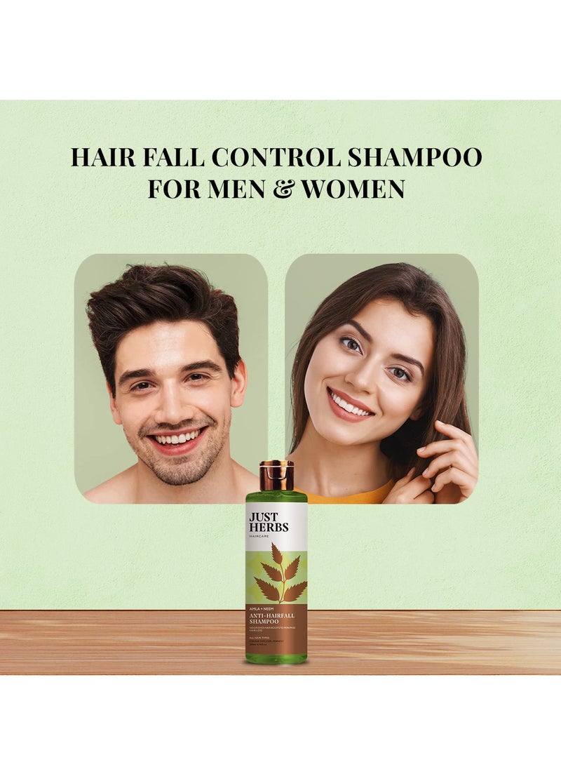 Just Herbs 8 in 1 Root Nourishing Amla Neem Hair Fall Control Shampoo For Men & Women - Suitable For Oily Hair Scalp, Sulphate & Paraben Free 200 ml