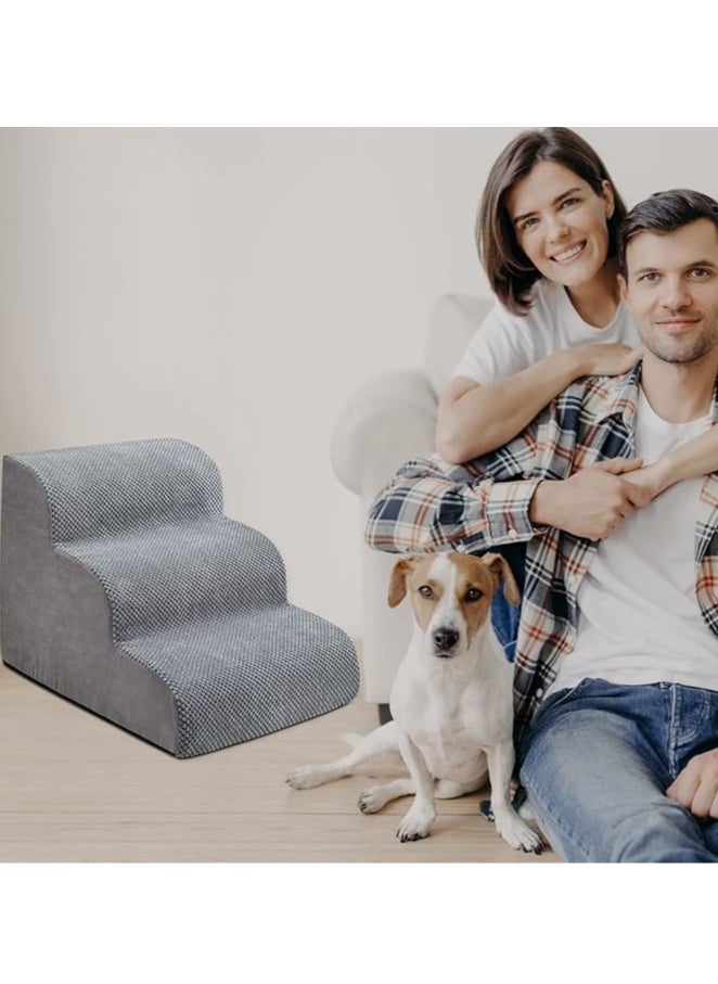 Dog Stairs for Small Dogs, 3-Step Dog Stairs for High Beds and Couch, Pet Steps for Small Dogs and Cats，Non-Slip Stable Indoor Dog Steps