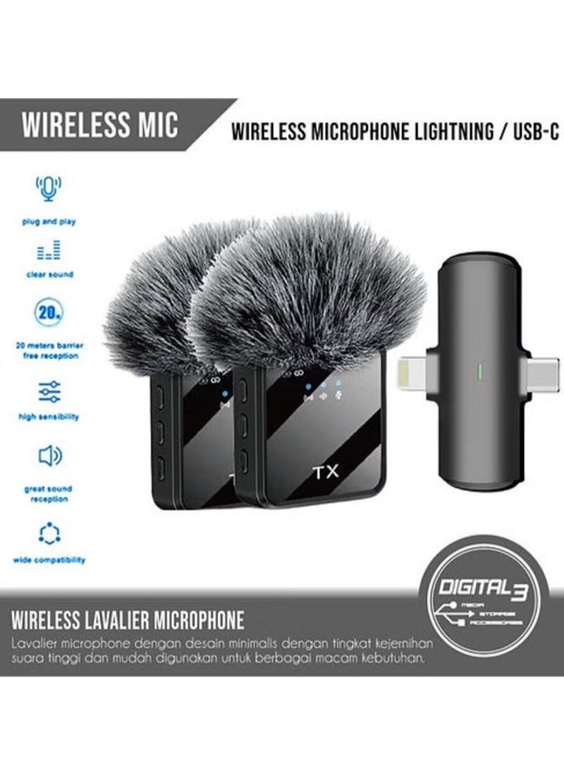 F15-2 Wireless Collar Microphone for iPhone/Android/Type C, 99% Noise Cancellation, 48K High-Fidelity Recording, Low Latency, 5-6 Hours Battery, ENC Noise Reduction, Karaoke, Interviews, and Stage Performance