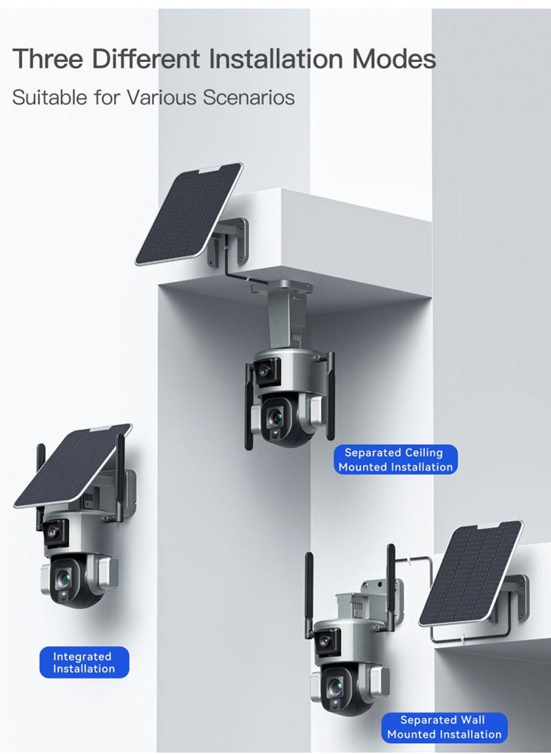 4MP Dual - Lensed S5 Security Camera with 4K Resolution, 4G/Wi-Fi Connectivity, Solar/Battery Power, 10x Zoom, PTZ (355°H/90°V), 20000mAh Battery, IP66 Waterproof, Two - way Audio, TF Card/Cloud Storage