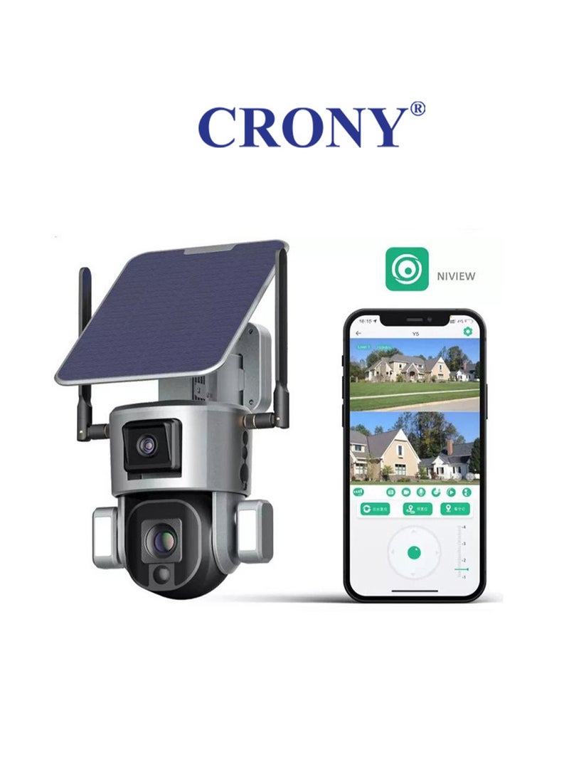 4MP Dual - Lensed S5 Security Camera with 4K Resolution, 4G/Wi-Fi Connectivity, Solar/Battery Power, 10x Zoom, PTZ (355°H/90°V), 20000mAh Battery, IP66 Waterproof, Two - way Audio, TF Card/Cloud Storage