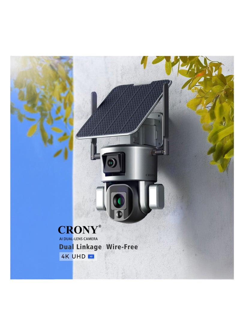 4MP Dual - Lensed S5 Security Camera with 4K Resolution, 4G/Wi-Fi Connectivity, Solar/Battery Power, 10x Zoom, PTZ (355°H/90°V), 20000mAh Battery, IP66 Waterproof, Two - way Audio, TF Card/Cloud Storage