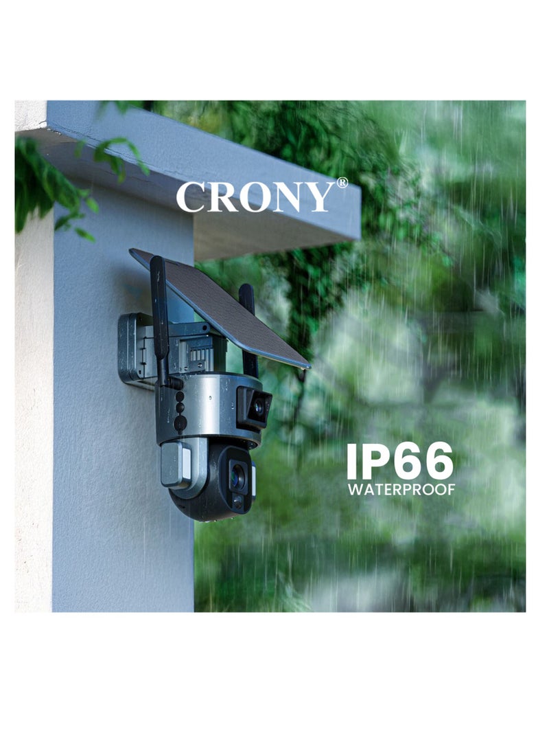 4MP Dual - Lensed S5 Security Camera with 4K Resolution, 4G/Wi-Fi Connectivity, Solar/Battery Power, 10x Zoom, PTZ (355°H/90°V), 20000mAh Battery, IP66 Waterproof, Two - way Audio, TF Card/Cloud Storage