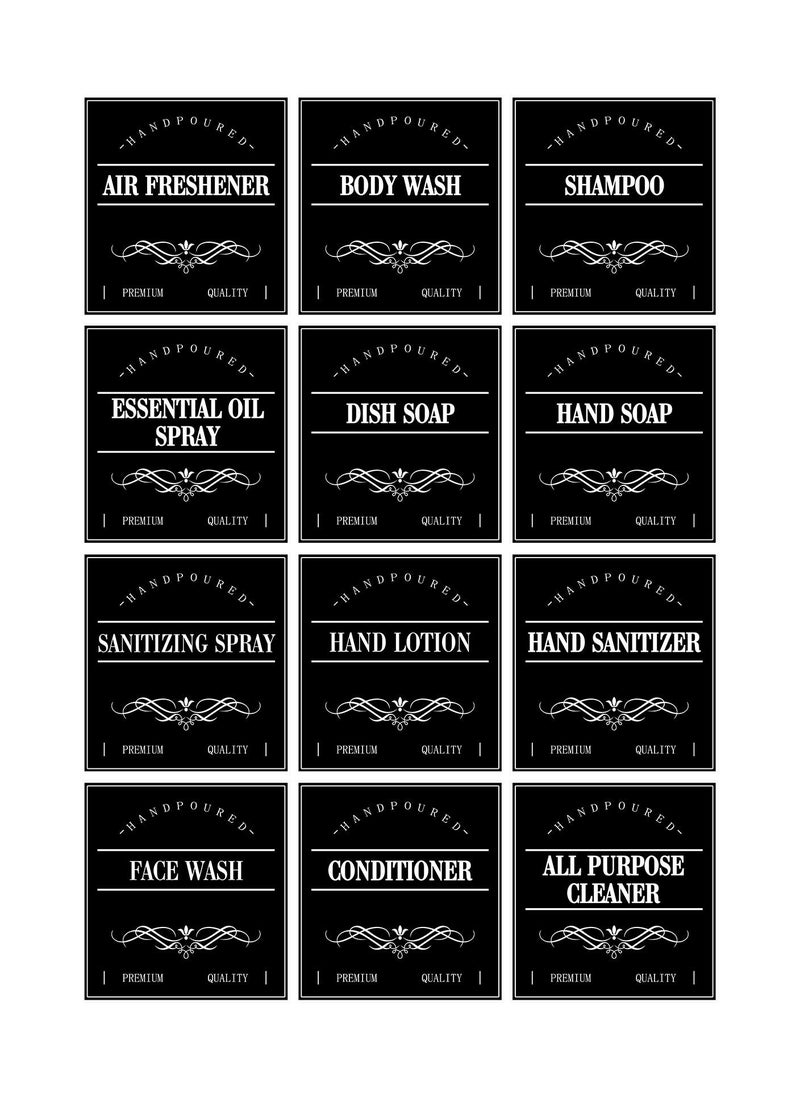 20 PCS Waterproof Bathroom Bottle Stickers, (2.76 x 2.56 Inch) Bottle Label Dish Soap Label Shampoo, Hand Soap, Dish Soap Label Stylish Label Stickers Custom Label Stickers Adhesive Labels for Kitchen