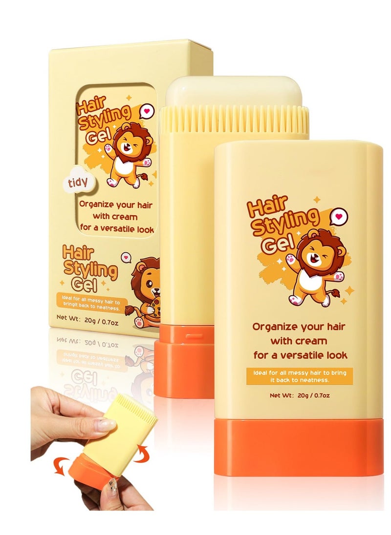 Hair Styling Gel for Kids, Children's Hair Wax Stick - Built-in Comb 2-in-1 Hair Finishing Stick, Natural Ingredients Refreshing and Non-Greasy, Easy to Styling, 0.71oz