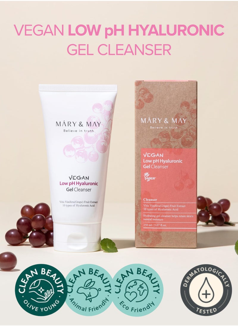 Mary&May Vegan Low pH Hyaluronic Gel to Foam cleanser 150ml