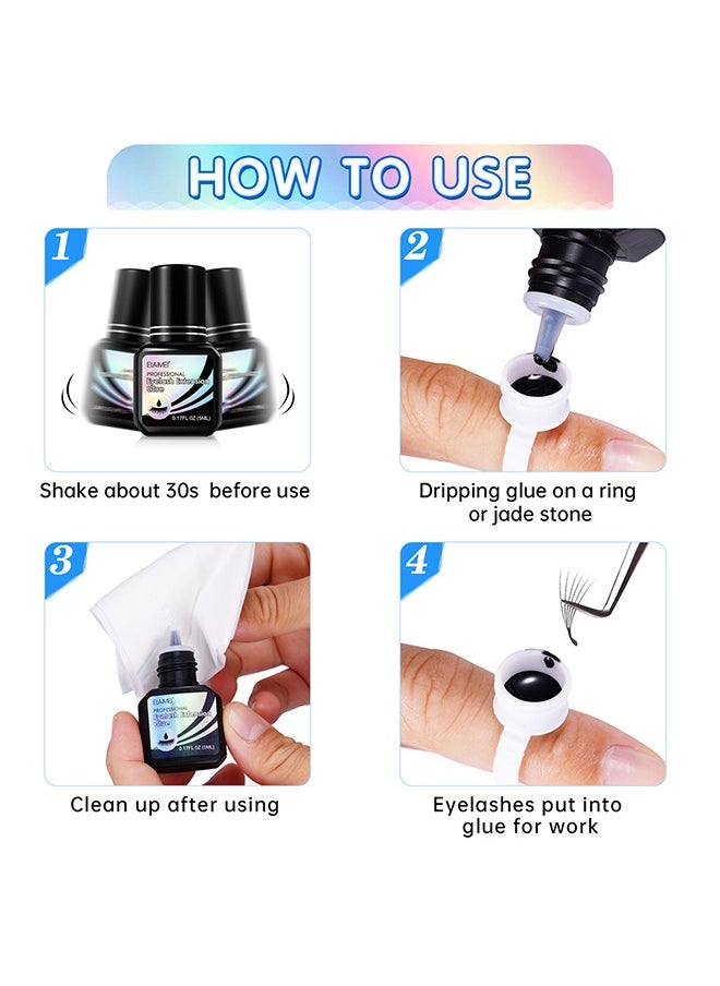 Professional Eyelash Extension Glue-Lash Extension Glue for Strong Bond and High Flexibility Ultra Hold Instant Dry Low Fume and Extra Strong Black Adhesive Lash Bond Lash Glue