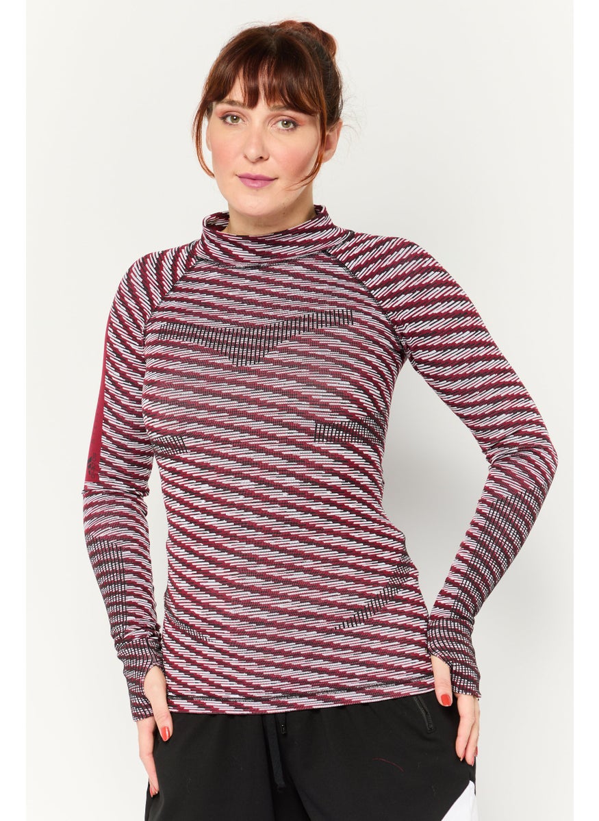 Women Sportswear Fit Long Sleeve Training Top, Maroon