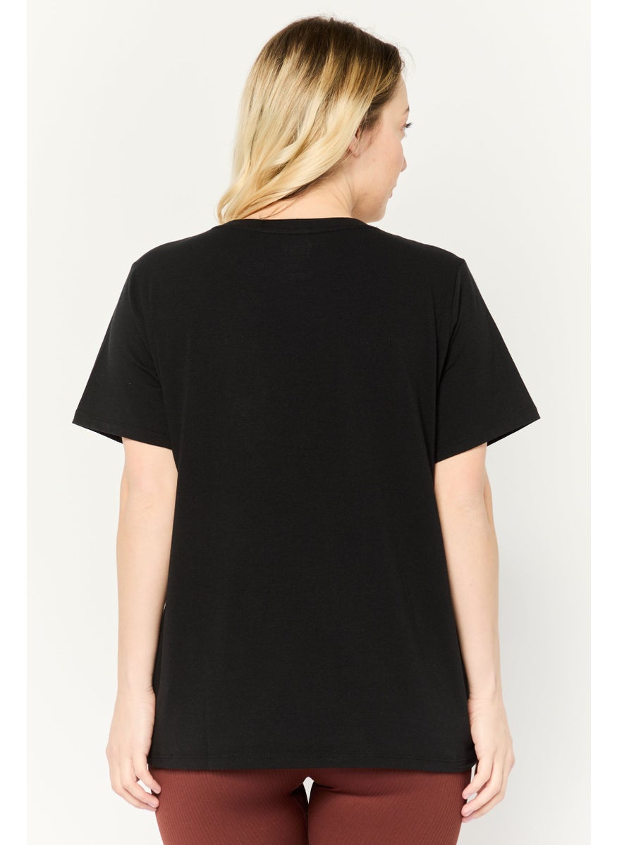Women Sportswear Fit Short Sleeve Training T-Shirts, Black