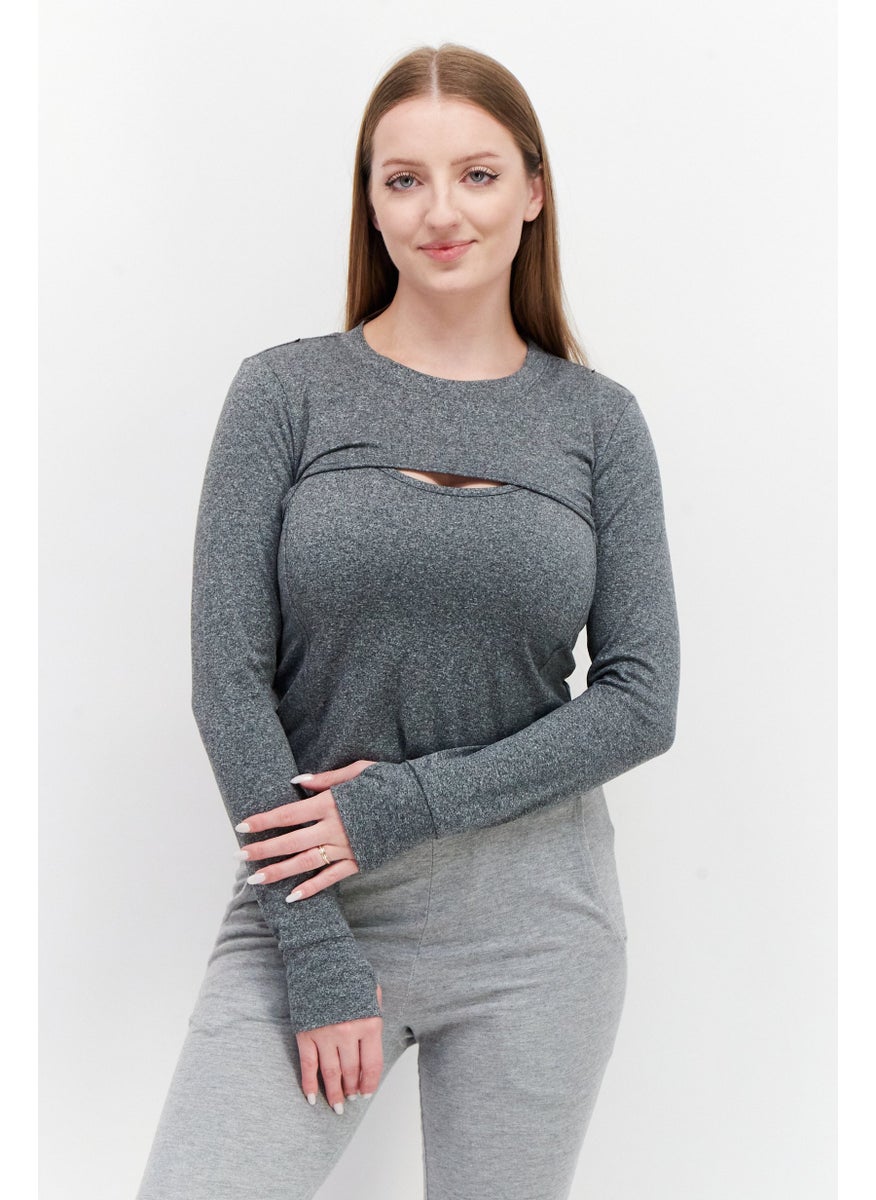 Women Sportswear Fit 2 Pc Shrug And Tank Top, Grey