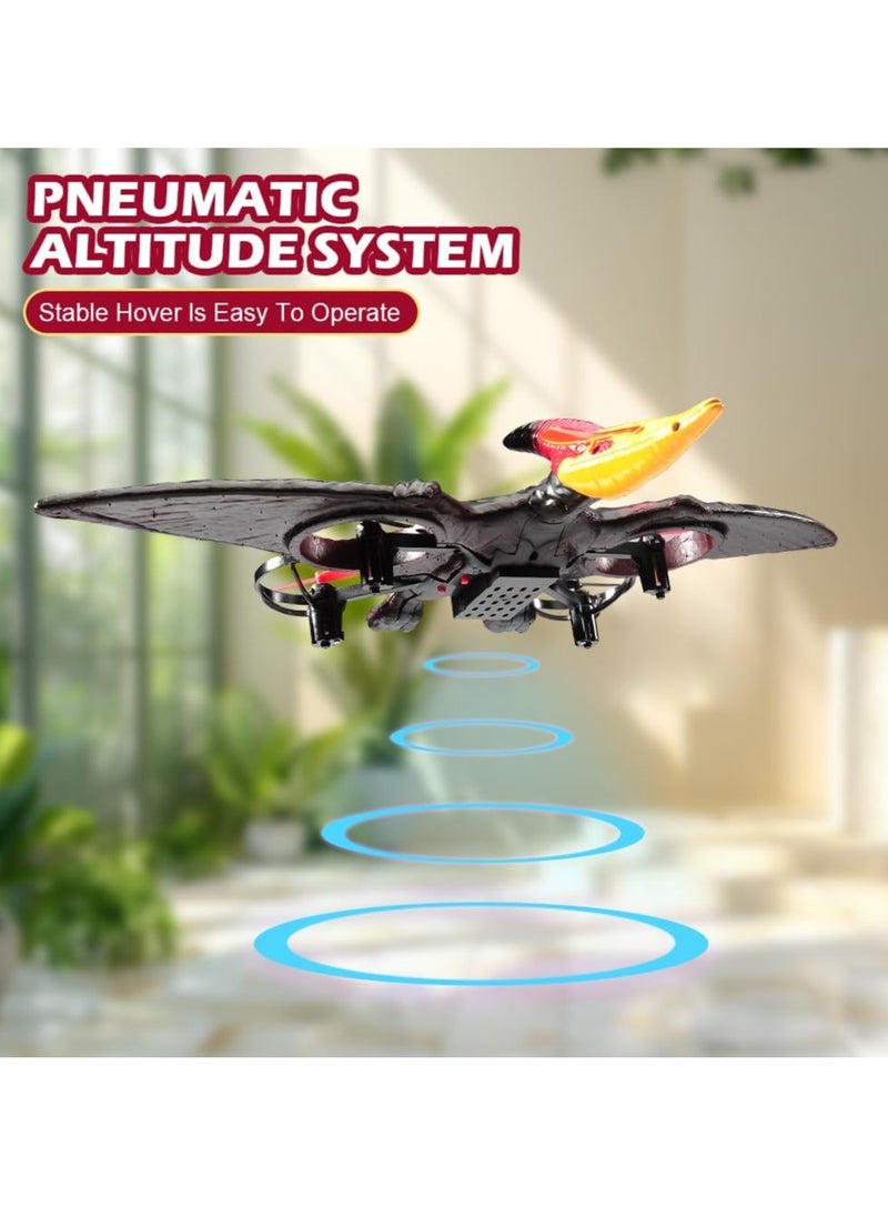 Flying Dinosaur RC Fighter Jet L0713 – Remote Control Toy for Kids & Adults with 360° Stunts, One-Key Take Off, LED Lights, 2.4GHz Gyro & USB Charging – RC Dinosaur Drone (Red & Black)