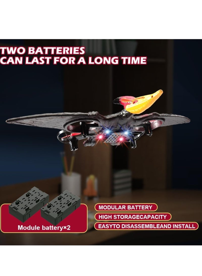 Flying Dinosaur RC Fighter Jet L0713 – Remote Control Toy for Kids & Adults with 360° Stunts, One-Key Take Off, LED Lights, 2.4GHz Gyro & USB Charging – RC Dinosaur Drone (Red & Black)