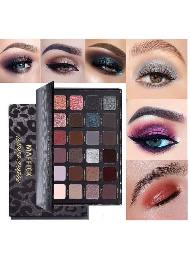 MAFFICK 24-Color Leopard Eyeshadow Palette - Color Changing Pearl Light, Matte Finish, Long-lasting Makeup #02
