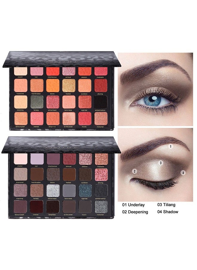 MAFFICK 24-Color Leopard Eyeshadow Palette - Color Changing Pearl Light, Matte Finish, Long-lasting Makeup #02