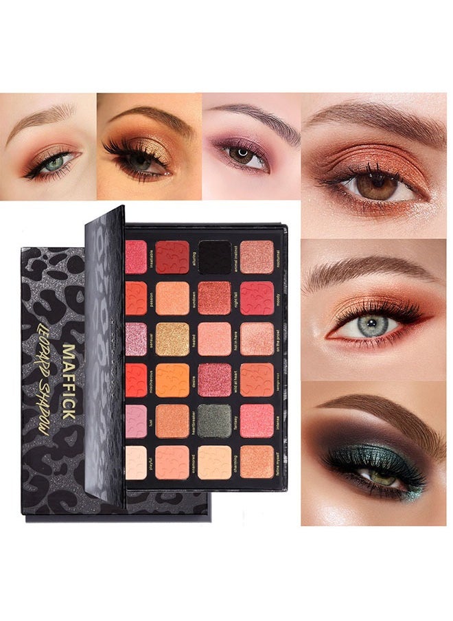 MAFFICK 24-Color Leopard Eyeshadow Palette - Color Changing Pearl Light, Matte Finish, Long-lasting Makeup #01