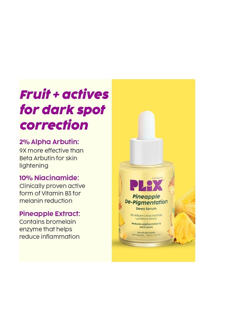 The Plant Fix 5% Foaming Face Serum & Wash Set in Pineapple Shape for pigmentation, dark spots, dull, brighter and even skin