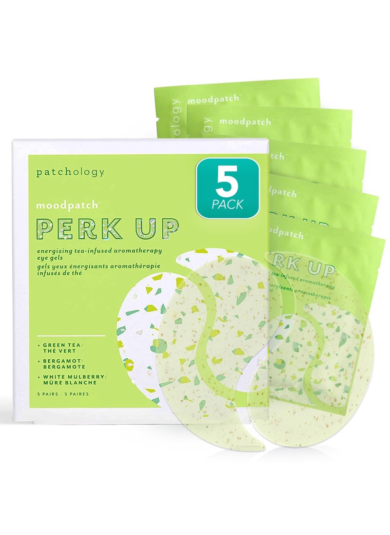 Patchology Perk Up Hydrating Under Eye Masks with Green Tea - Under Eye Patches For Dark Circles and Puffy Eyes Care, Treatment & Moisturizer - Eye Bags, Puffiness & Wrinkle Reducer (5 Pairs)