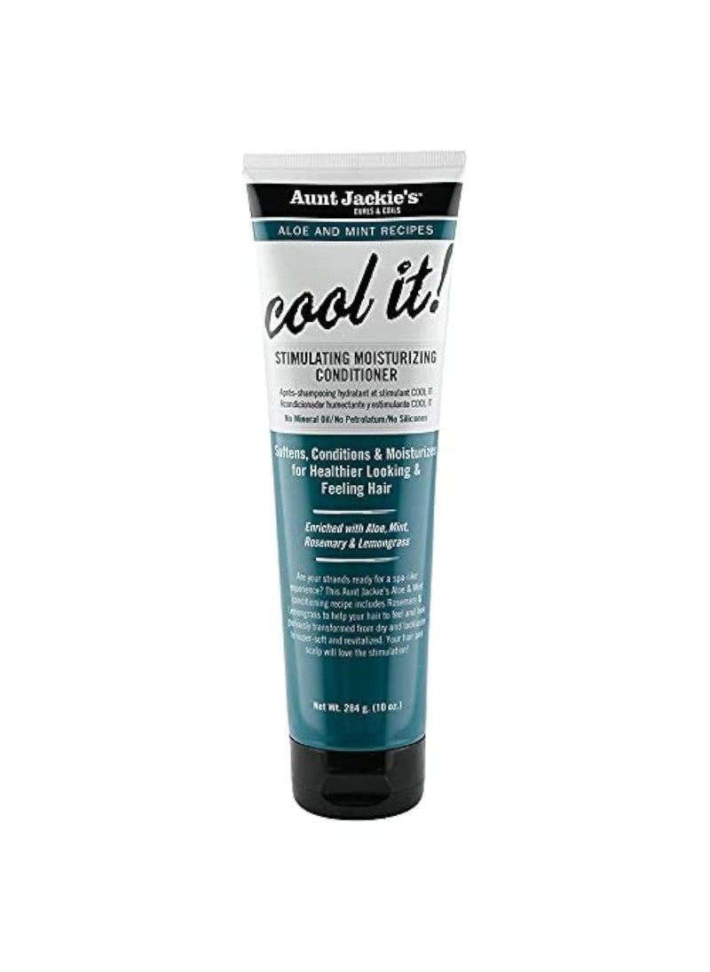 Aunt Jackie's Aloe & Mint Recipes Cool It! Stimulating Moisturizing Conditioner With Rosemary & Lemongrass for Softer, Healthier Looking Hair, 10 oz