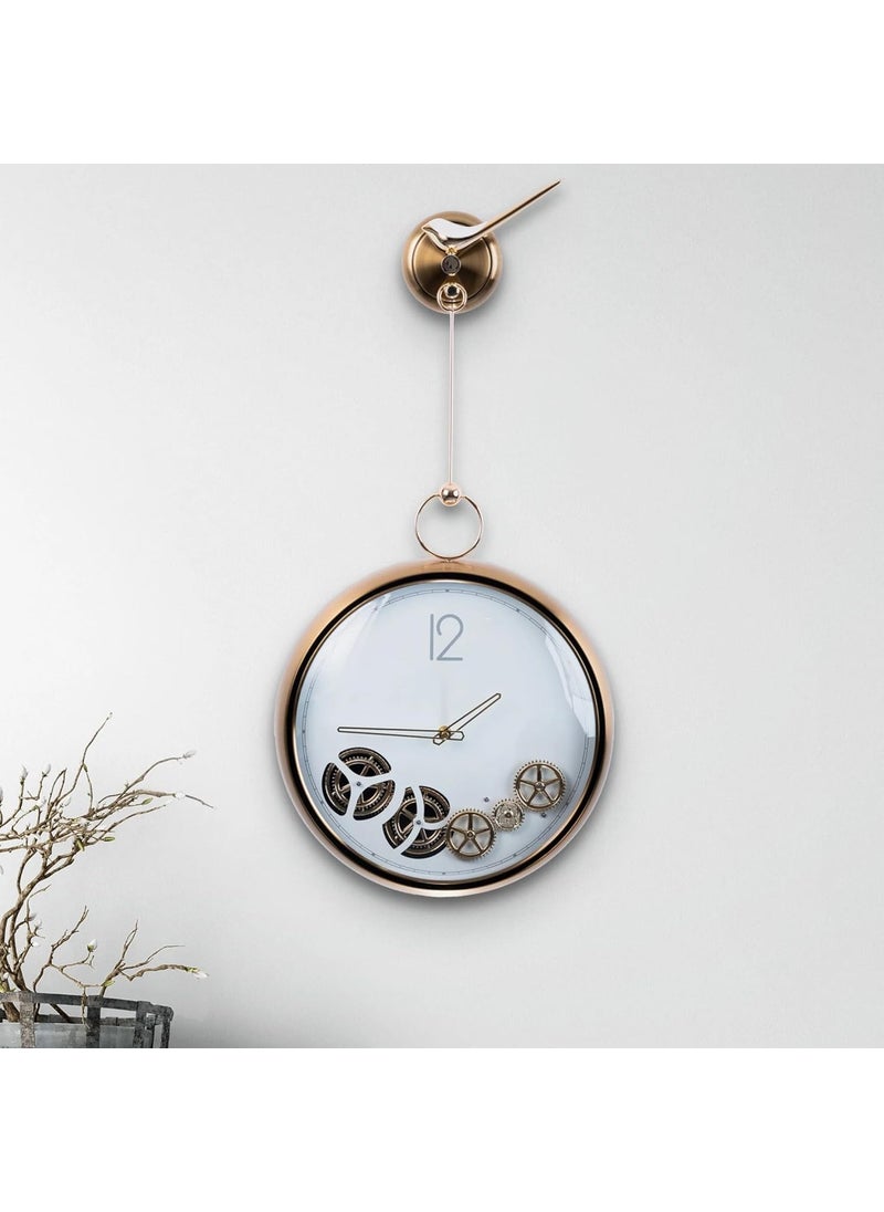 waqif Moving Gear Wall Clock for Living Room 2 in 1 Desk Clock with Glass Cover Numerical Numbers Modern Metal Wall Clocks Industrial Steampunk Moving Gear Wall Clock for Home Decor Office